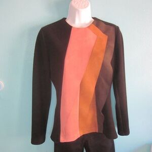 Barelli Womens Size M / 10 Retro Color Block Fitted Top Jacket Suede Feel